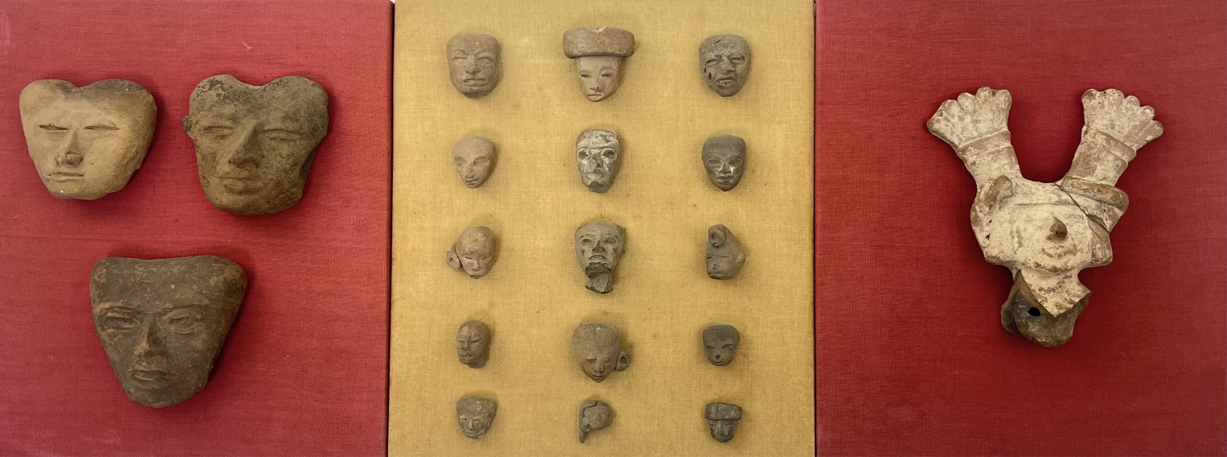 A group of pre-Colombian pottery heads from various cultures, Mexico
